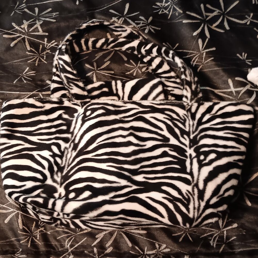 Zebra Print Cloth Purse with Matching Handle